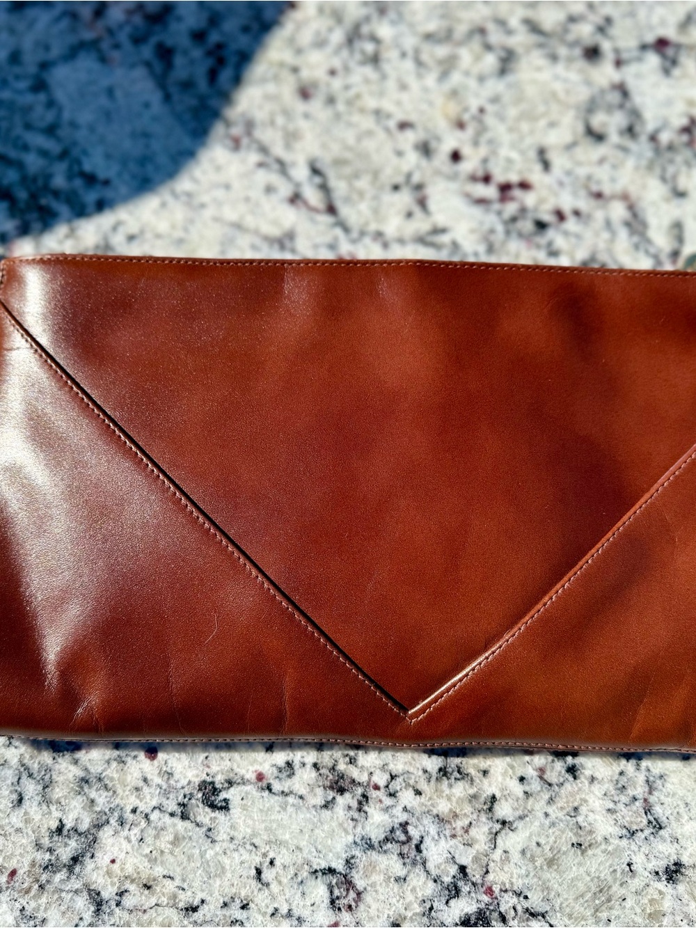 Brown Leather Envelope Clutch - Picture 7 of 8